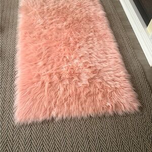 Fluffy Pink Faux Fur Rug